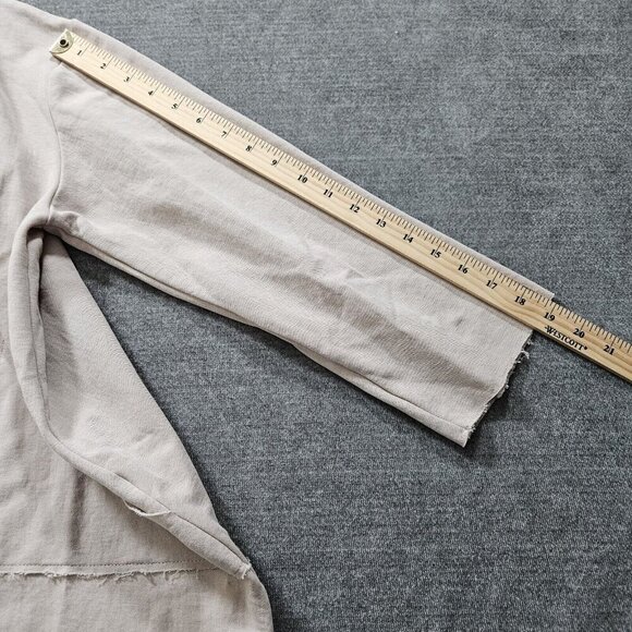 Zara Cardigan Womens L Beige LS Open Front Raw Hem Neutral Preppy Mono Boho FLAW - Picture 5 of 15